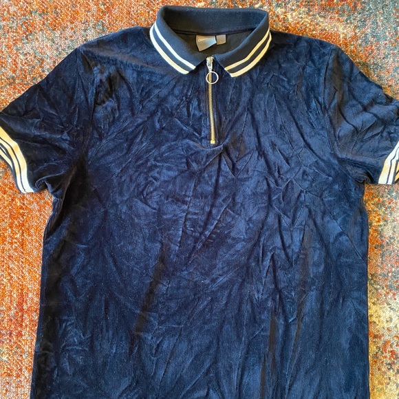 ASOS Velvet polo shirt zip shirt size Large - Picture 1 of 7